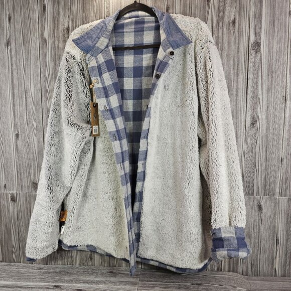 Tailor Vintage Soft Flannel Shirt Jacket Lined with Plush Sherpa Men's Size XXL - Picture 8 of 10